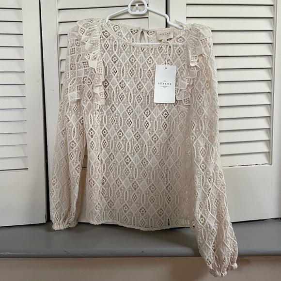 Sezane Cream Lace Blouse - Picture 4 of 6